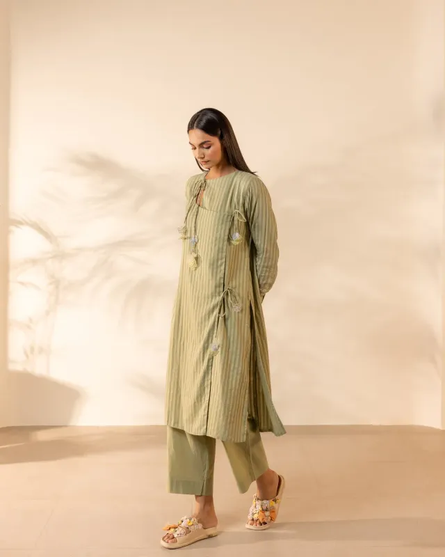 Our Dve Honeydew pantalone verde chiaro cotone 37 pollici