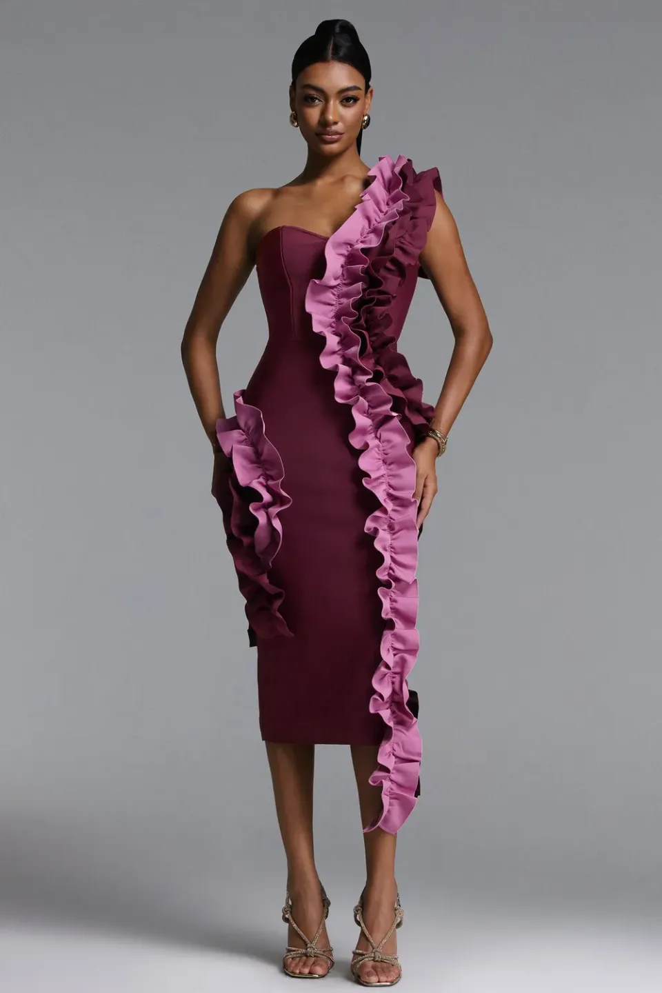 Bella Barnett Gaia Chic abito maxi magenta bandage