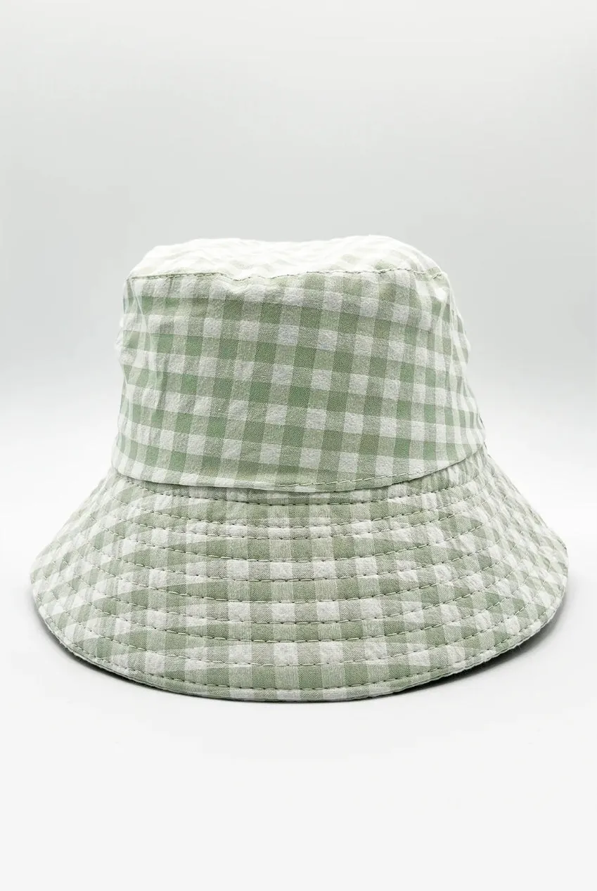 SVNX Rylee Gingham cappello bucket verde bianco 56