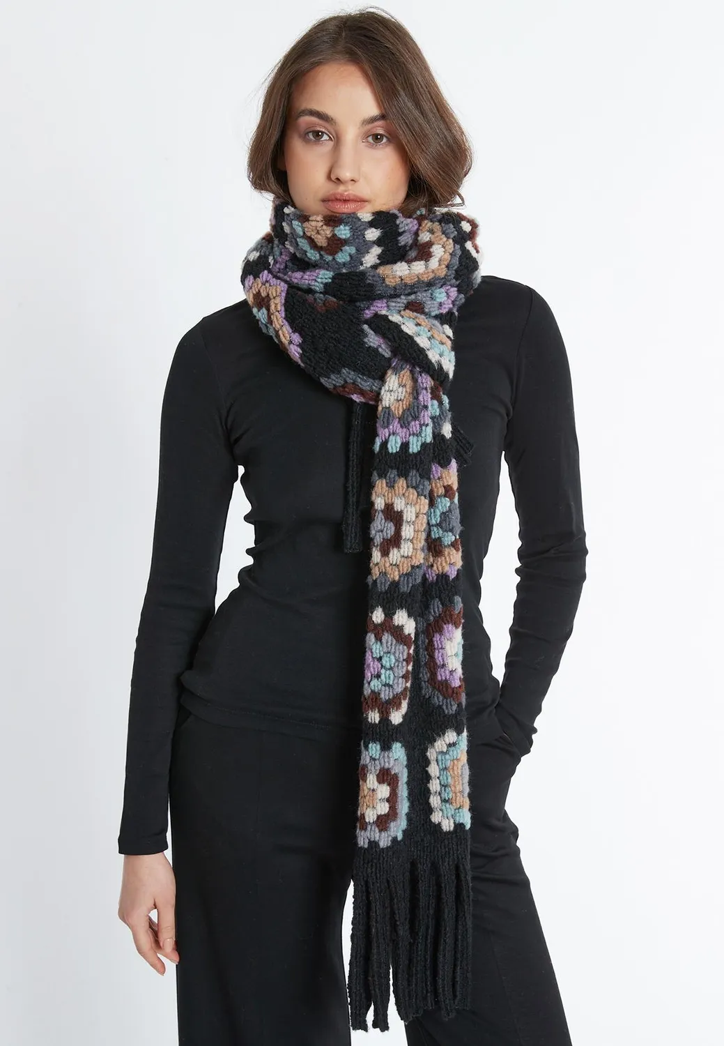 Ana Alcazar Sabata sciarpa lana patchwork