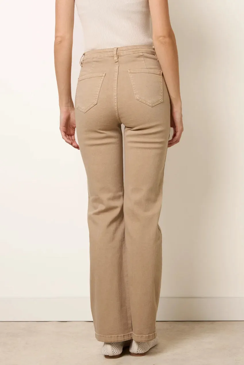 Blue Vanilla Triple Button Jeans Beige Vita Alta Svasati