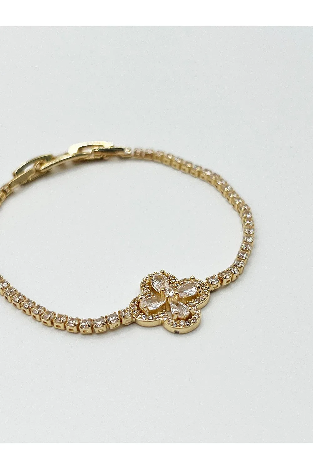 SVNX Clover bracciale oro quadrifoglio pietre