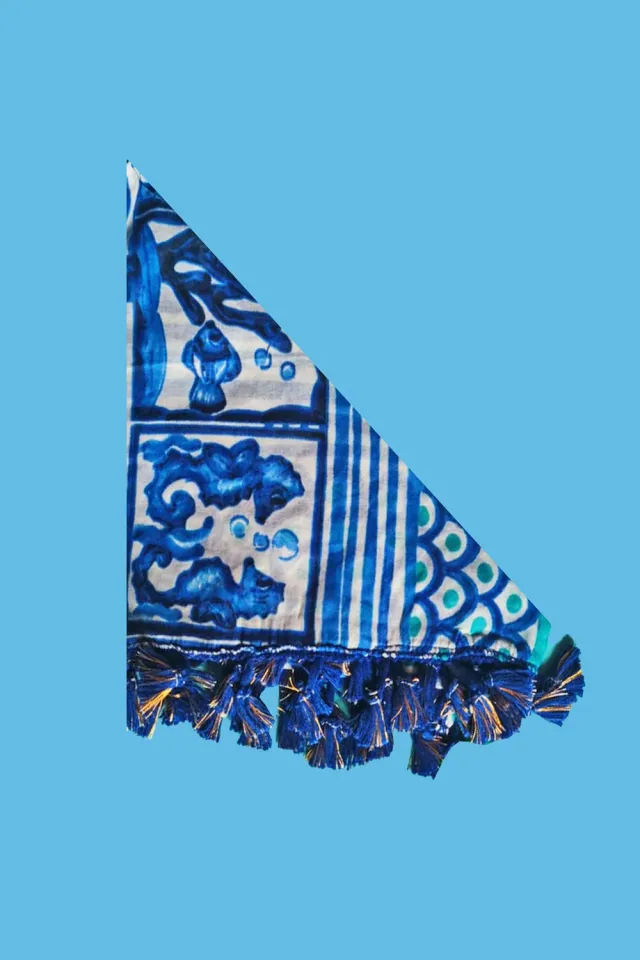Antica Sartoria Marino DV2116 foulard triangolo cotone blu taglia unica