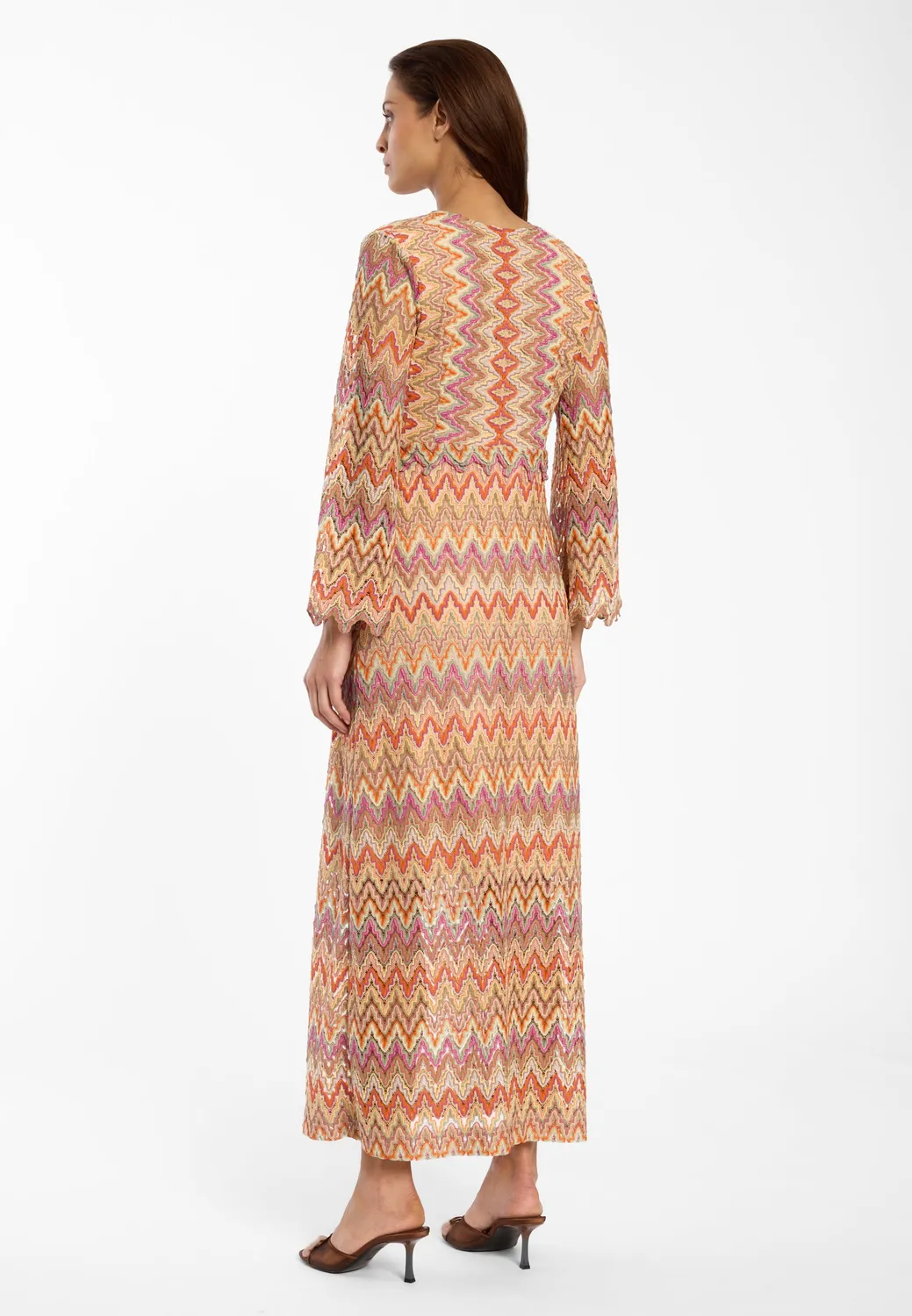 Ana Alcazar Dinli abito maxi scollo V arancione