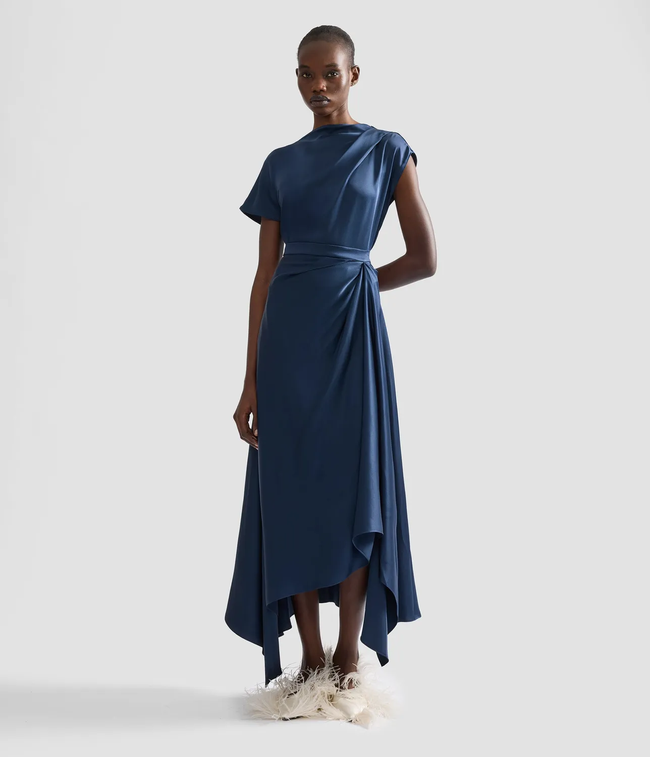 Erdem Satin Draped top raso drappeggio