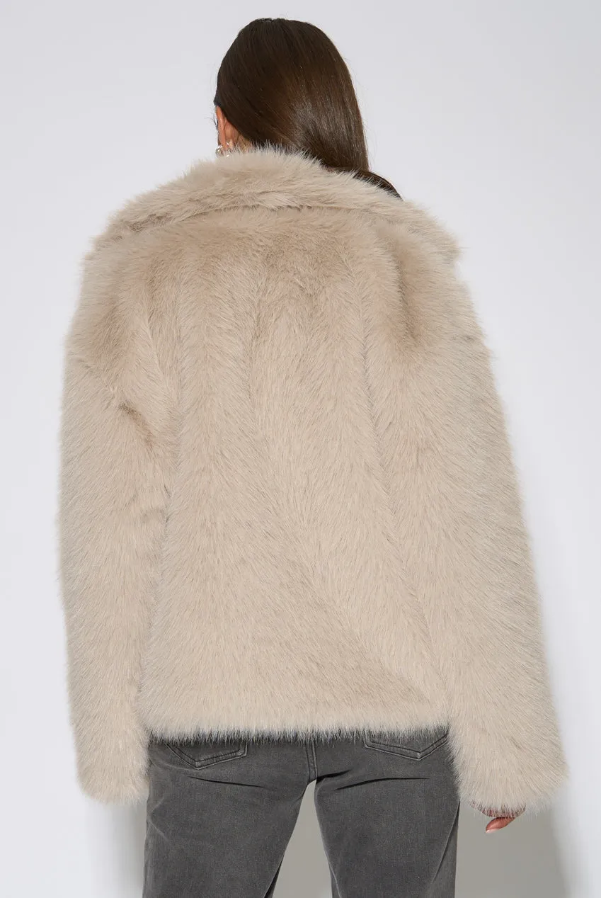 Gini London Blonde giacca pelliccia ecologica beige
