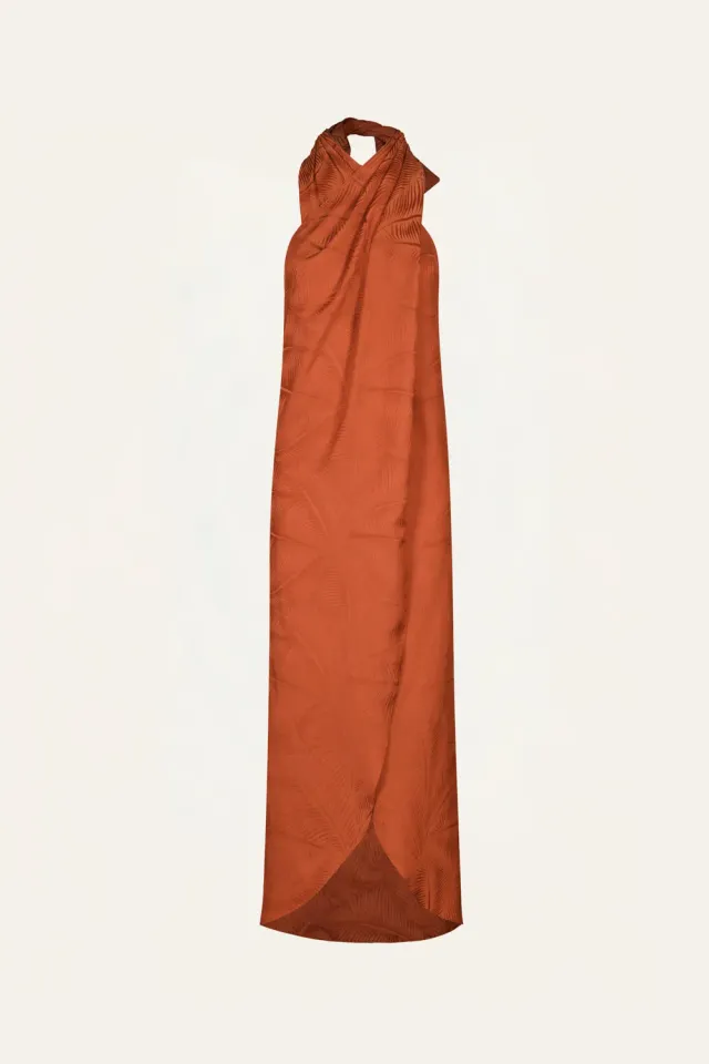 Johanna Ortiz Silent Water top halter jacquard ruggine