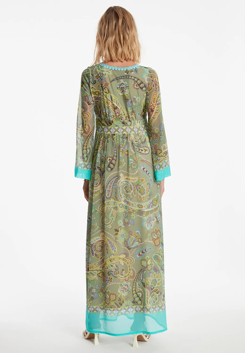 Ana Alcazar Zikora abito lungo paisley verde