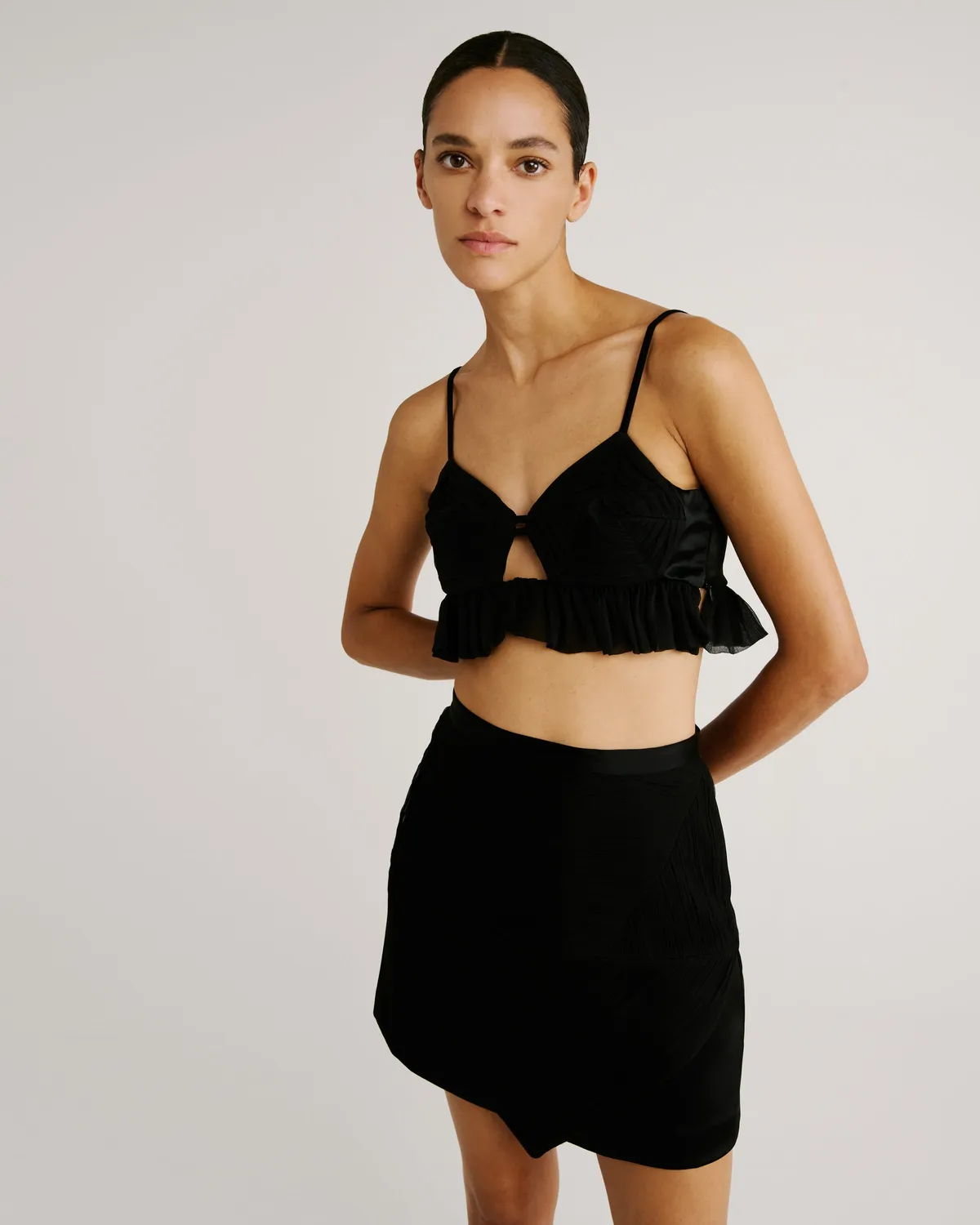 Violante Nessi Costes top seta drappeggiato nero