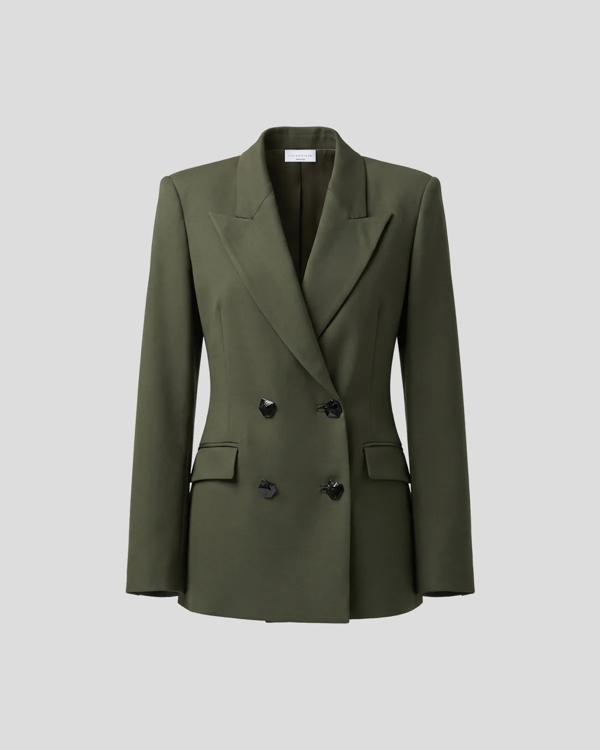 Violante Nessi Sir blazer verde lana crepe doppiopetto