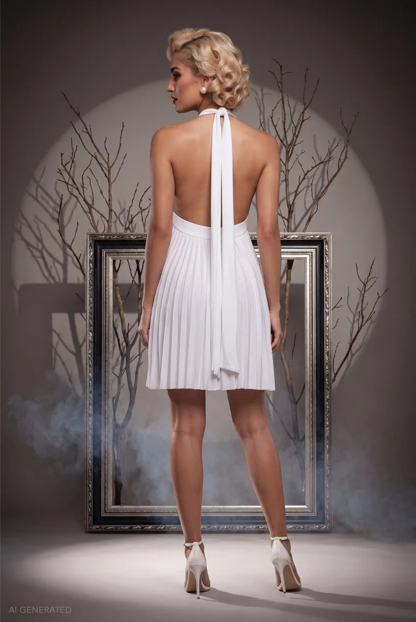 Goddiva Hollywood Bombshell abito mini bianco scollo V 10