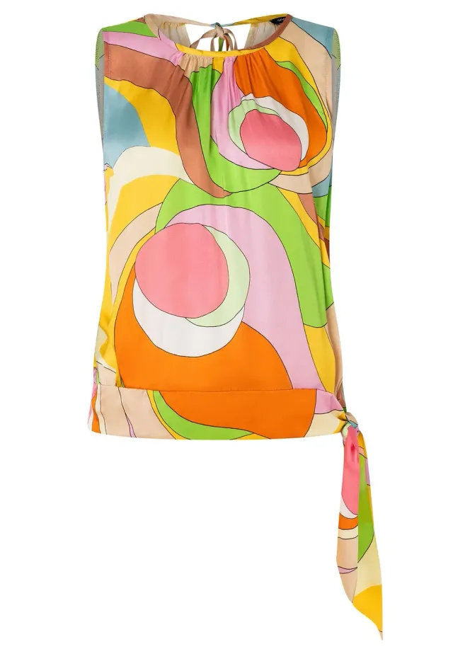 Ana Alcazar Pazyna top satin fantasia pastello con fiocco