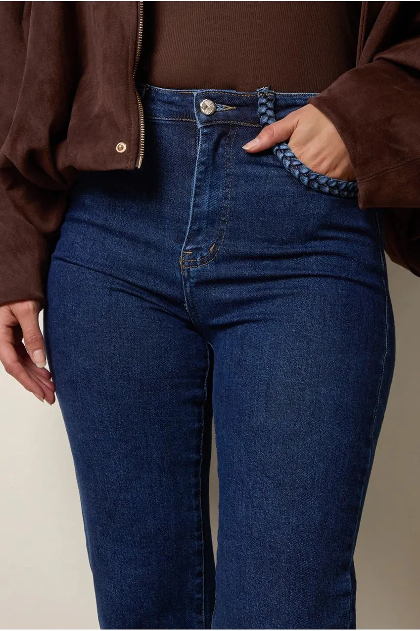 Blue Vanilla Pocket Rope Jeans Blu Denim Elasticizzato Flare