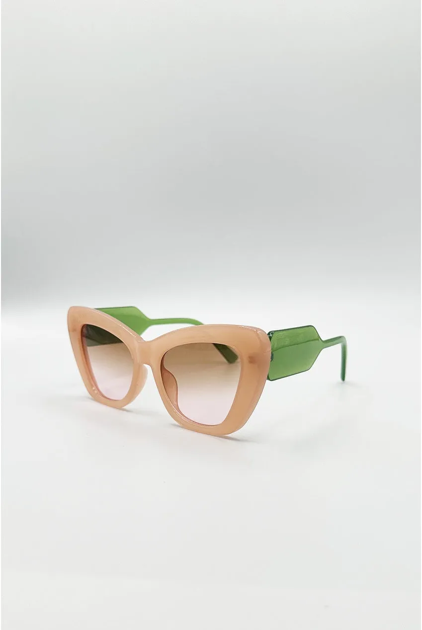 SVNX Cat Eye occhiali da sole rosa-verde UV400