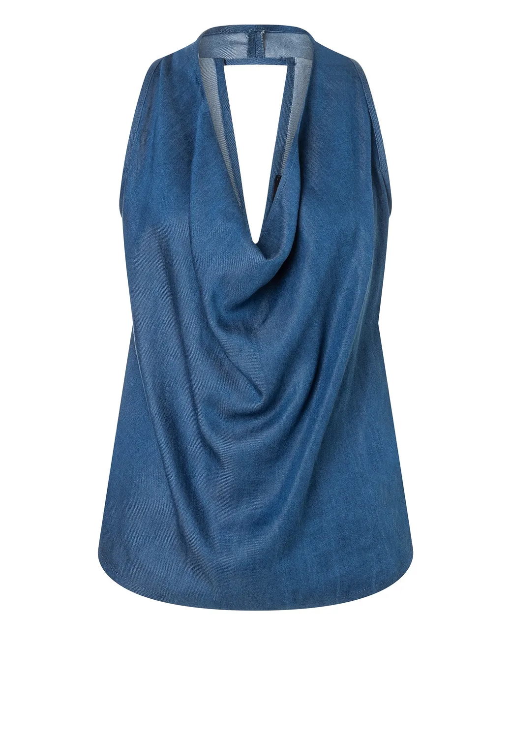 Ana Alcazar Drena top halterneck denim scollo drappeggio