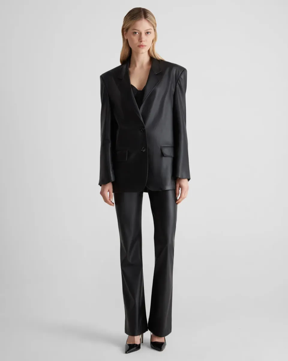 Violante Nessi Alviani blazer nero eco-pelle oversize