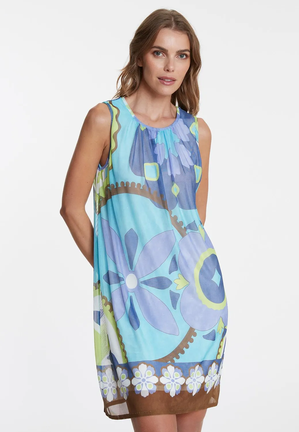Ana Alcazar Wemona vestito rete azzurro fiori