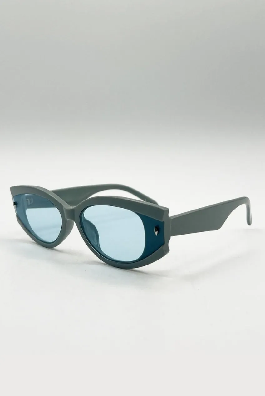 SVNX Vintage Occhiali da Sole Blu Ovali