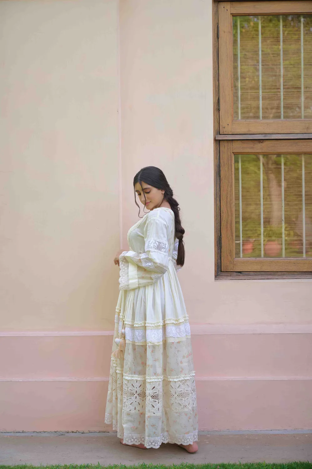 Our Dve Lucy Dress abito giallo cotone maniche lunghe
