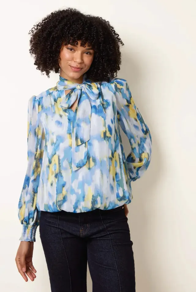 Blue Vanilla Puffball blusa fantasia collo fiocco