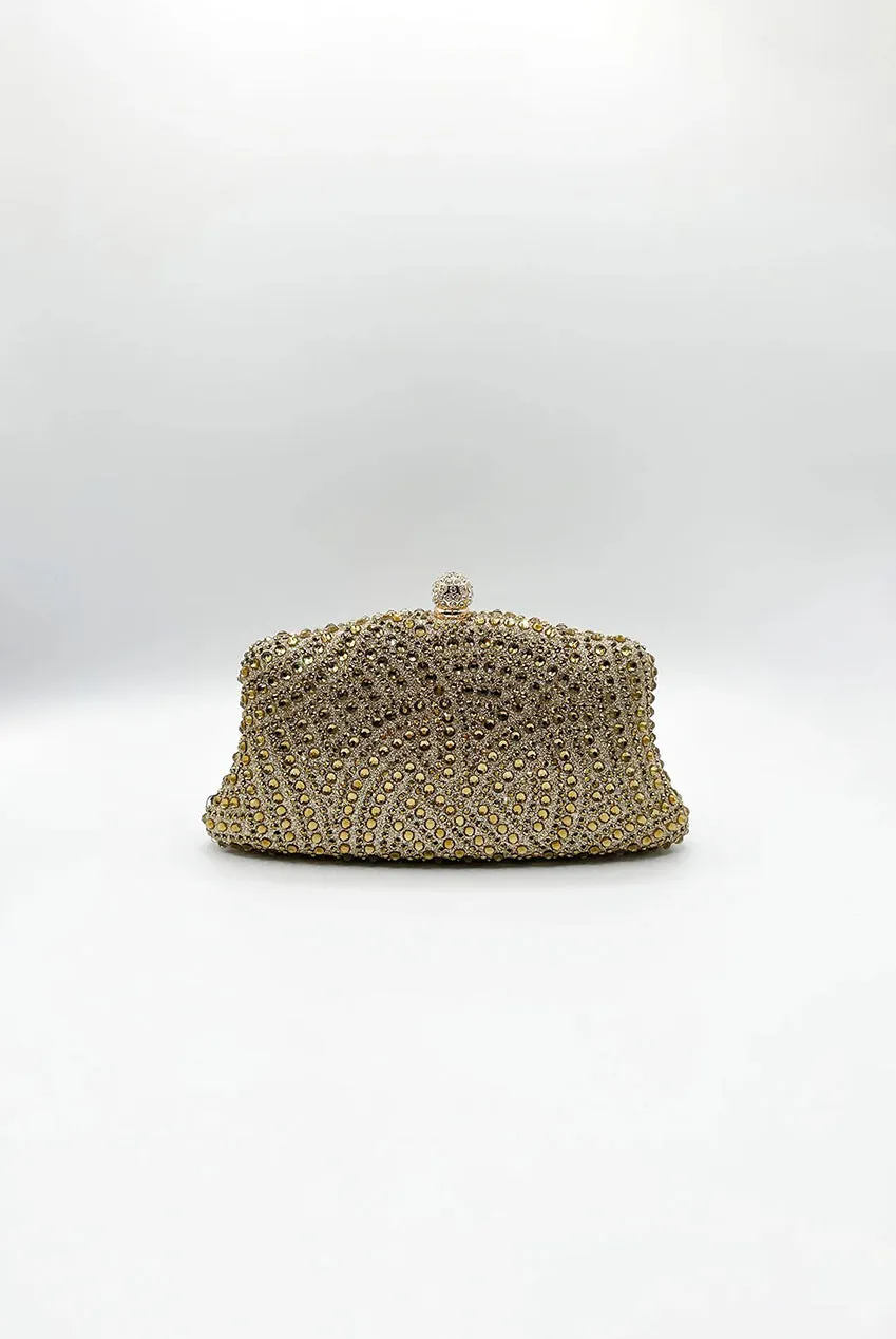 SVNX Embellished Clutch pochette oro con catena