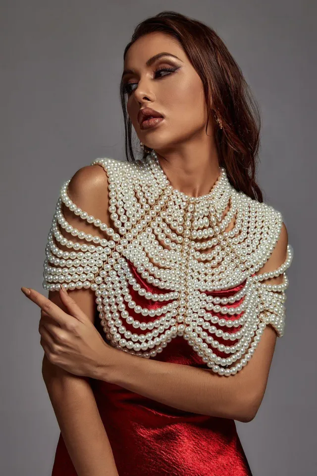 Bella Barnett Pearl scialle perle neutro monospalla