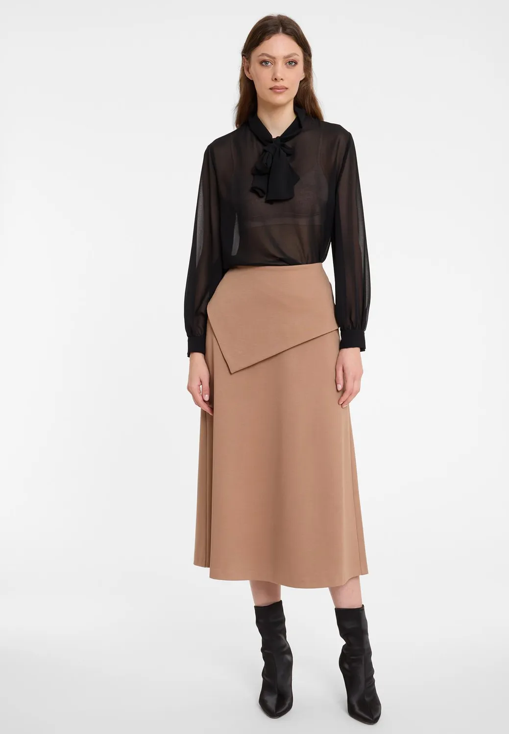 Ana Alcazar Ayora gonna midi beige jersey