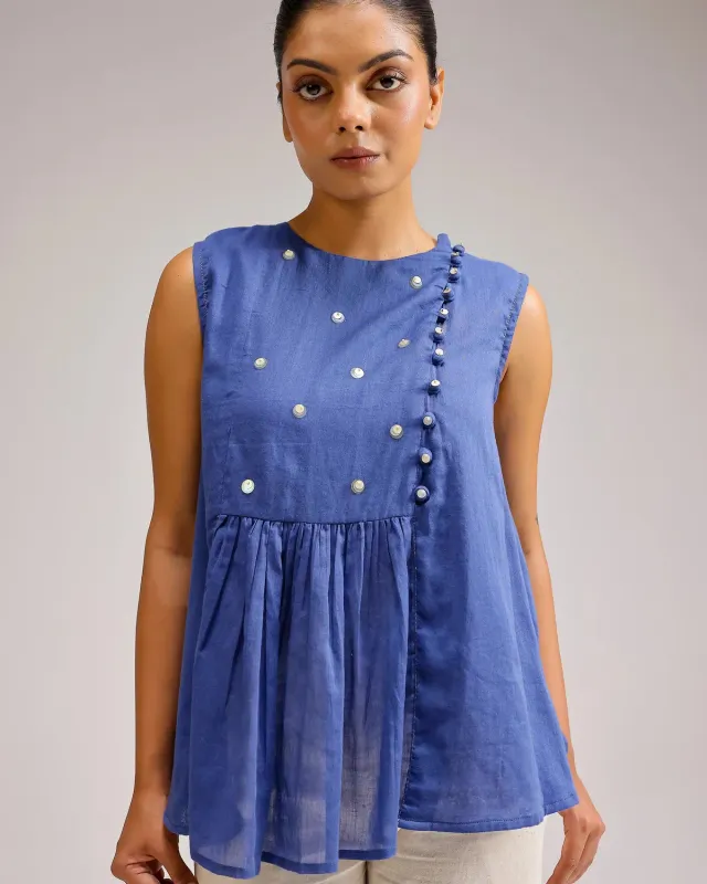 Our Dve Saanjh Flow Top top blu scuro mull