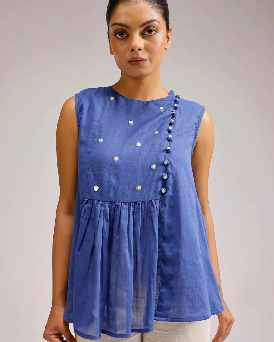 Our Dve Saanjh Flow Top top blu scuro mull