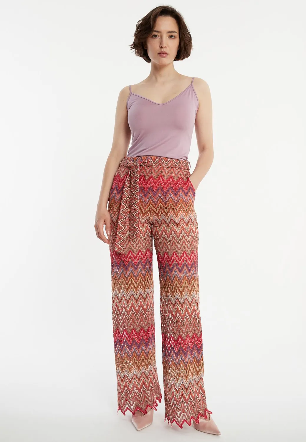 Ana Alcazar Zaybea pantaloni maglia larga rosso