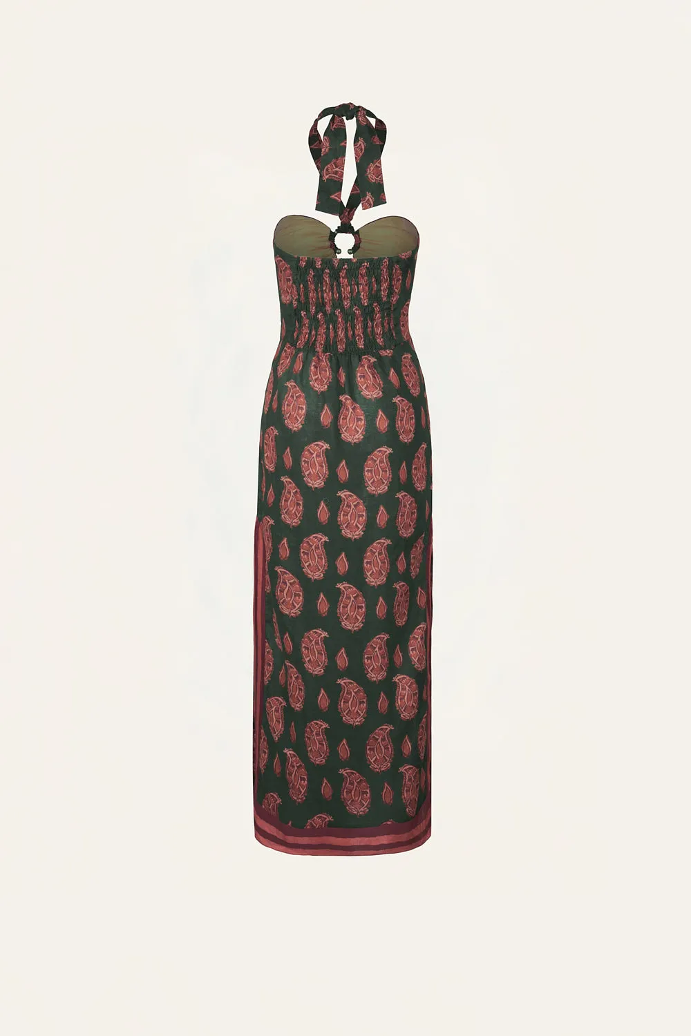 Johanna Ortiz Desert Heart abito lino verde rosa