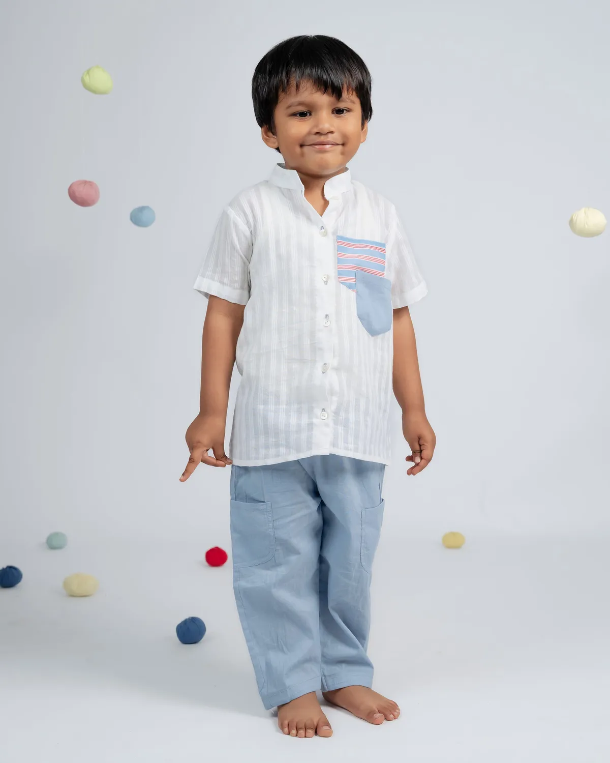 Our Dve Tiny Trend camicia bambino bianca righe cotone