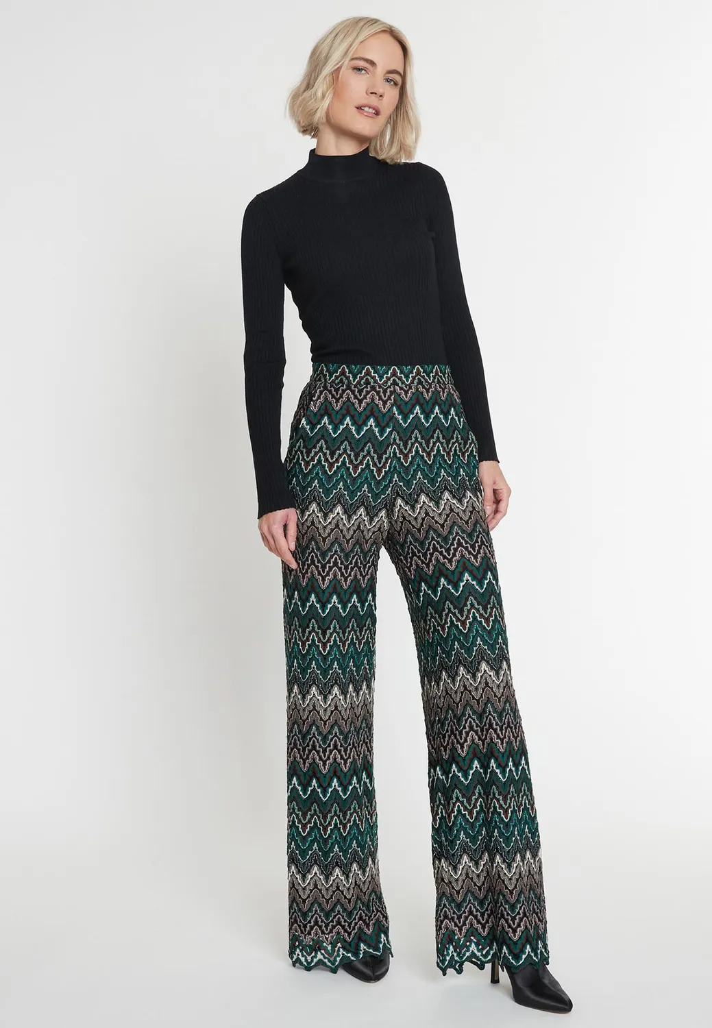 Ana Alcazar Mafene pantaloni maglia traforata gamba larga
