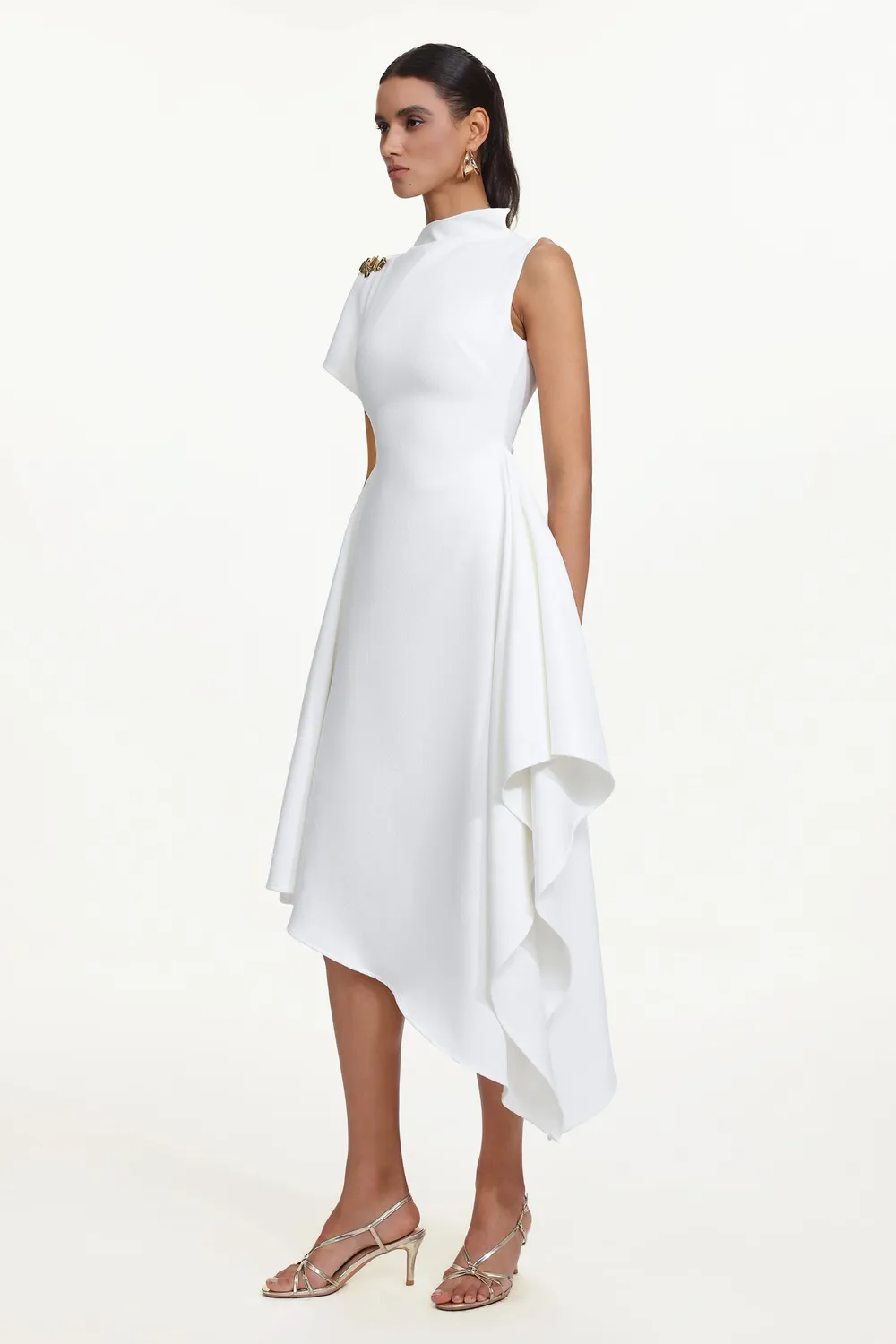 Bella Barnett Weren abito maxi bianco monospalla