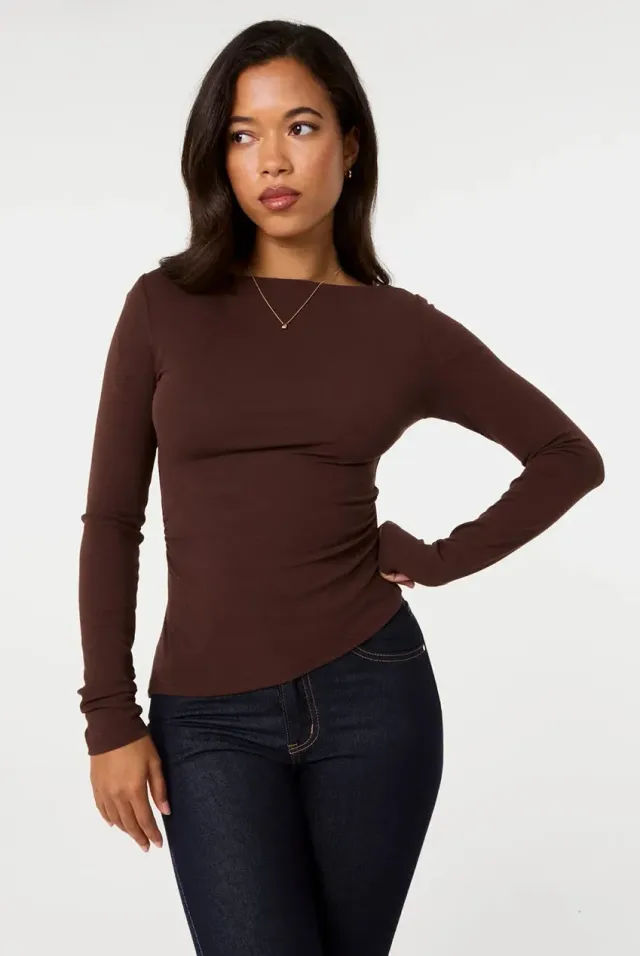 Pink Vanilla Asymmetric top scollo barca cioccolato