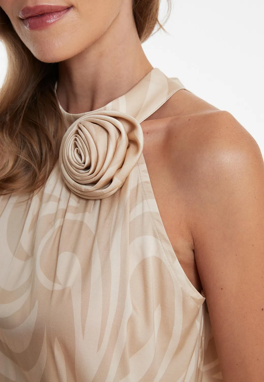 Ana Alcazar Wapara top raso beige halter