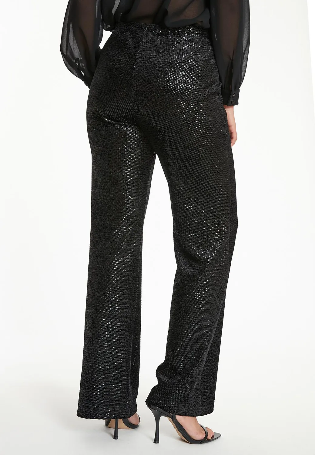 Ana Alcazar Tajane pantaloni velluto nero paillettes