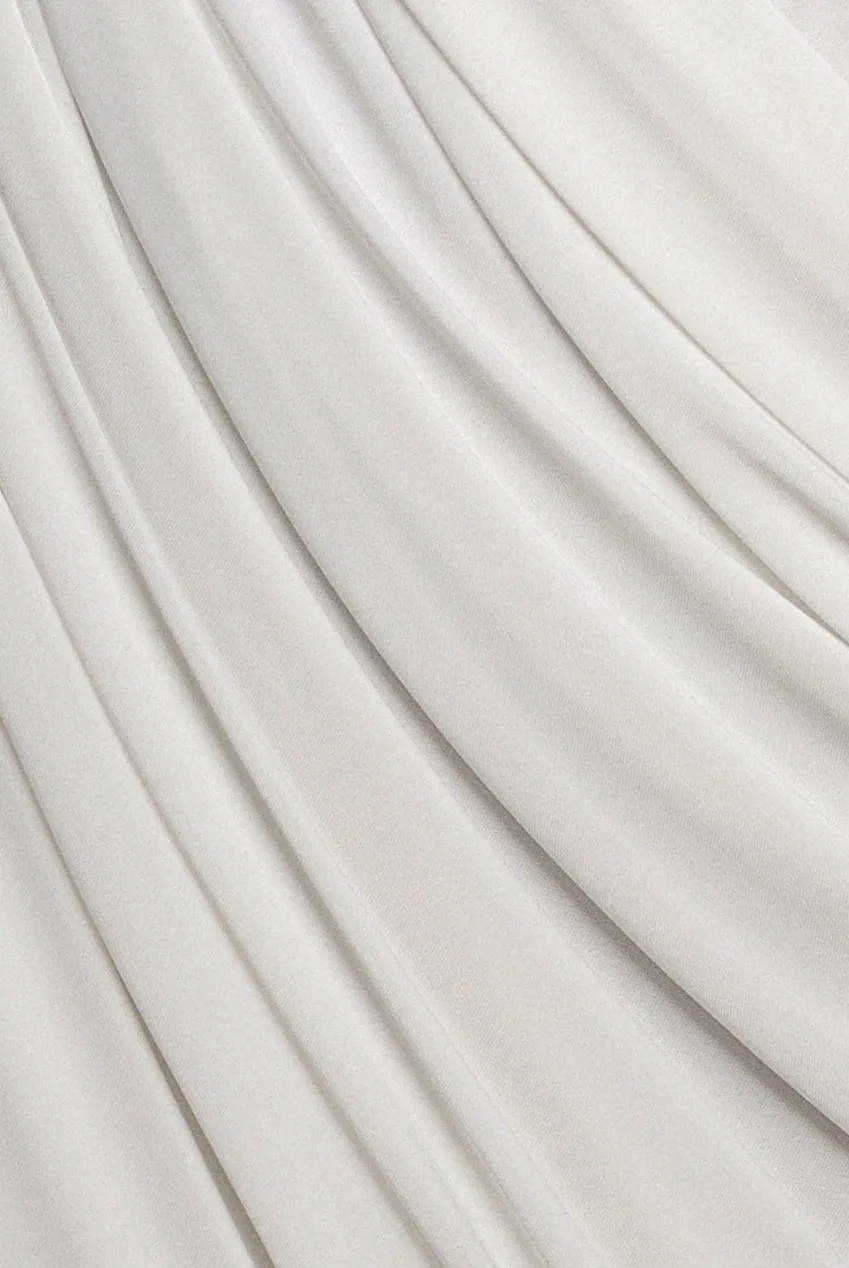 Goddiva Draped Long Sleeve Maxi abito bianco dea greca