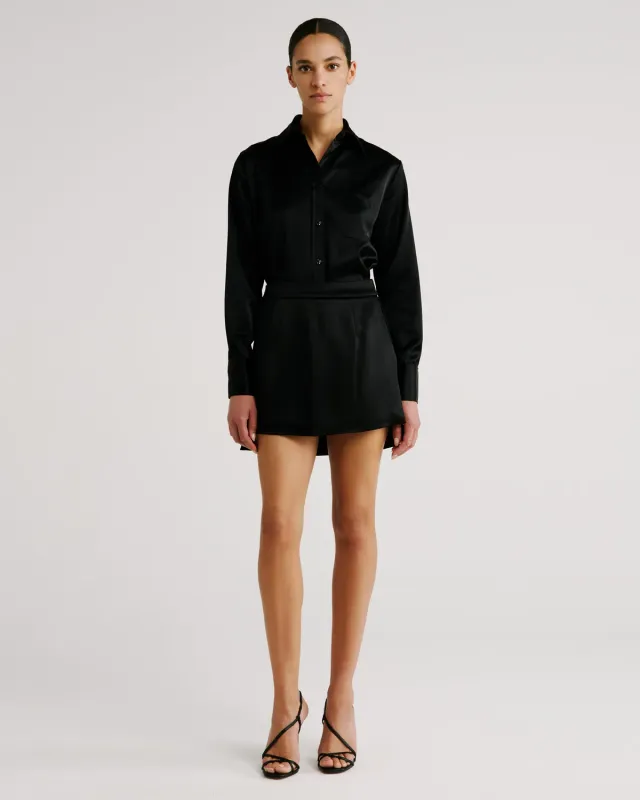 Violante Nessi Minnie gonna nera skort satin elegante