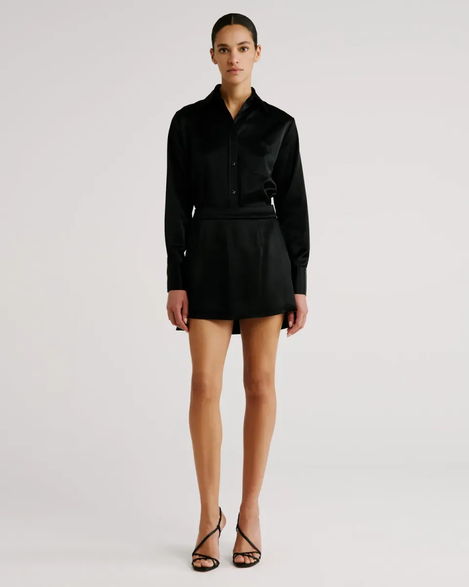Violante Nessi Violi camicia nera cady satin collo
