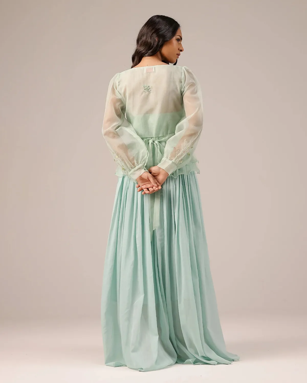 Our Dve Flora completo giacca e abito blu organza