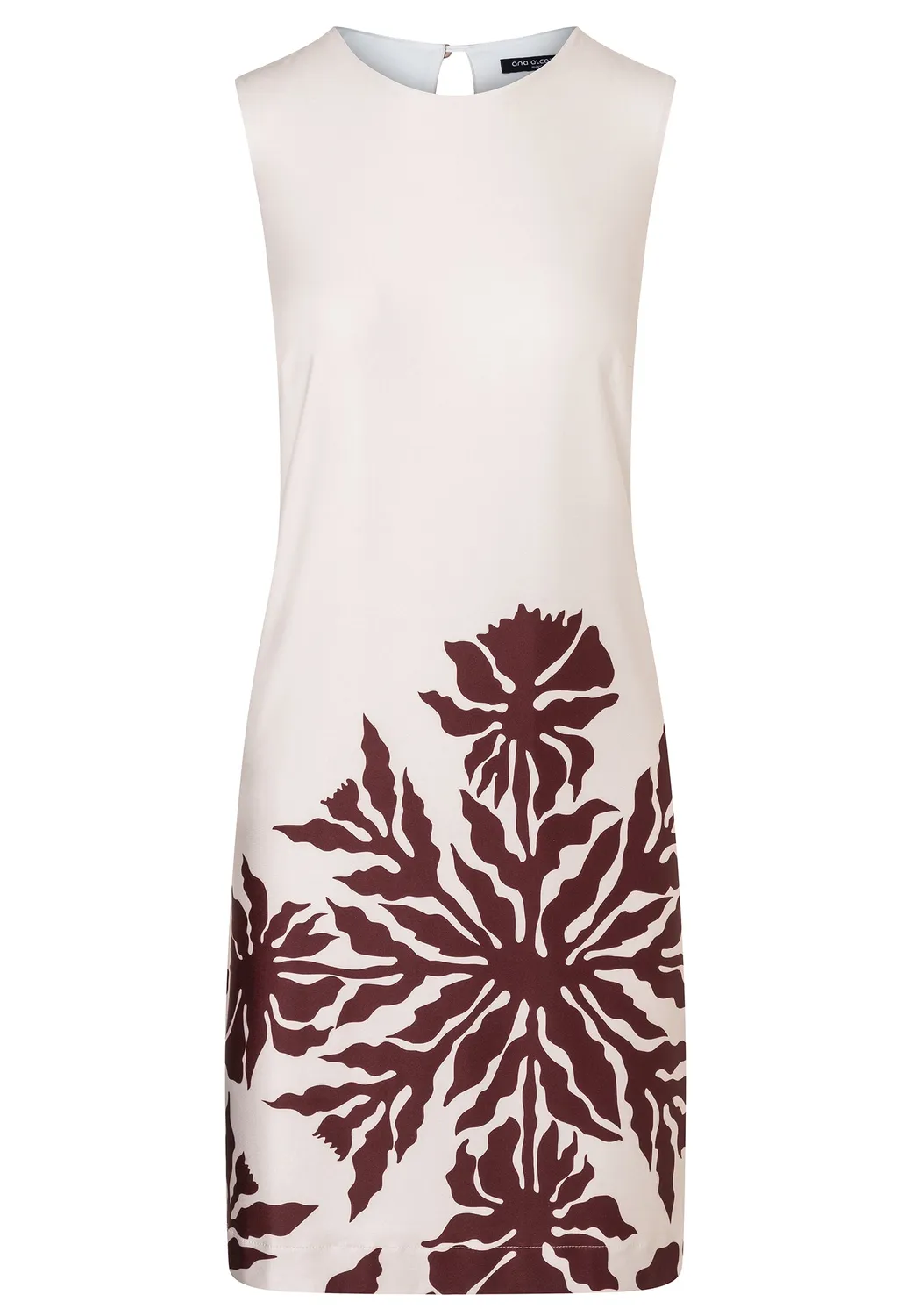 Ana Alcazar Doryma abito beige fiori linea A smanicato