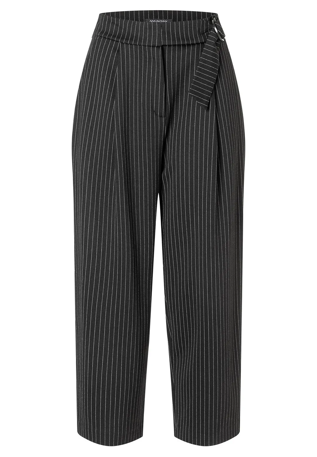 Ana Alcazar Aniga pantaloni cropped neri gessati