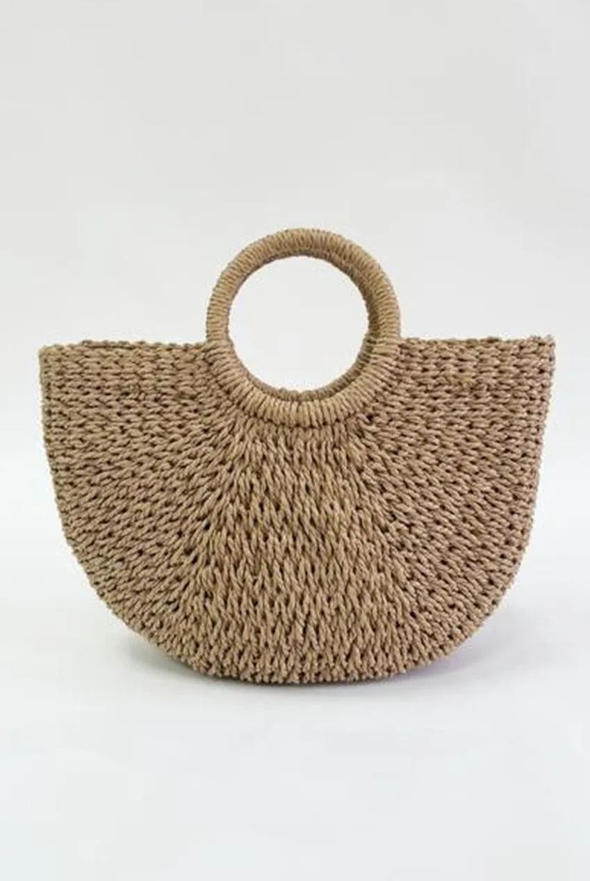 SVNX Round Woven Borsa Paglia Marrone Rotonda