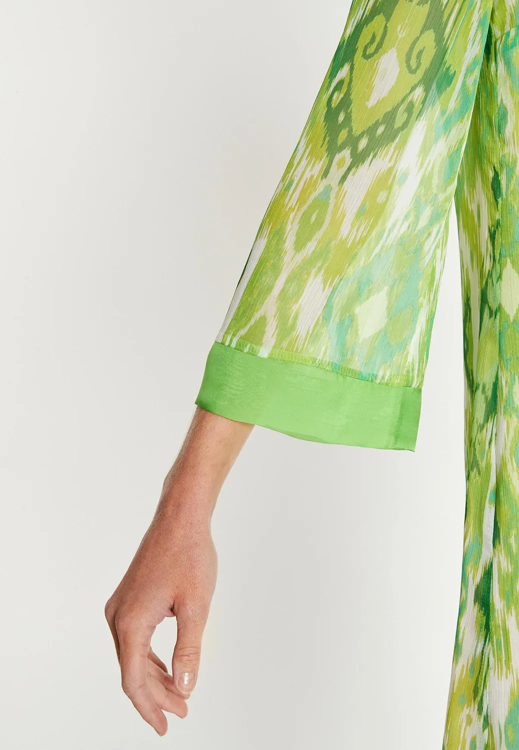 Ana Alcazar Lilo abito svasato chiffon verde fantasia