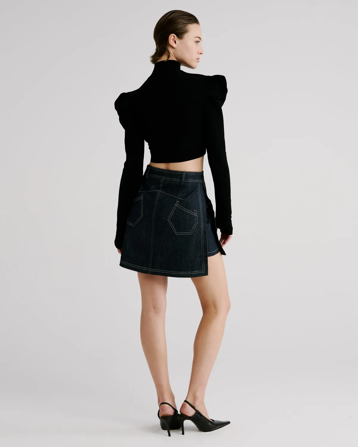 Violante Nessi Minnie gonna shorts blu denim bio GOTS