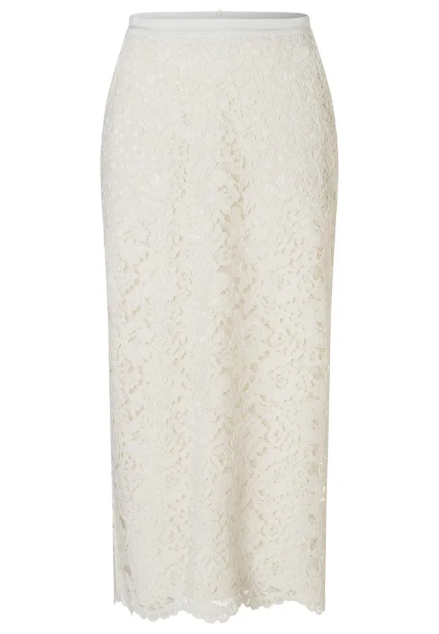 Ana Alcazar Sahiny gonna pizzo bianca midi