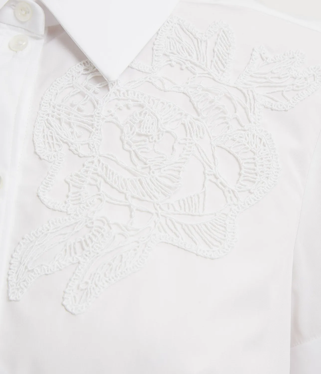 Erdem camicia bianca cotone applique fiore manica corta