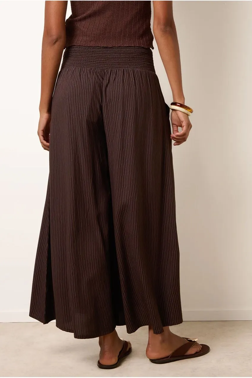 Blue Vanilla Wide Leg Shirred Waist pantaloni palazzo chocolate