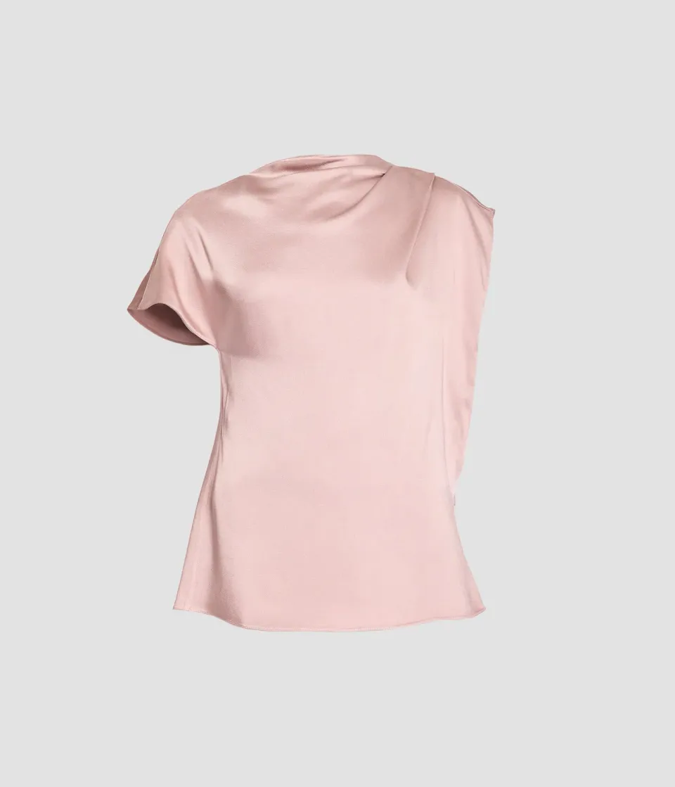 Erdem Satin Draped top raso scollo drappeggiato